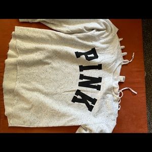 PINK pullover top with cut open shoulders